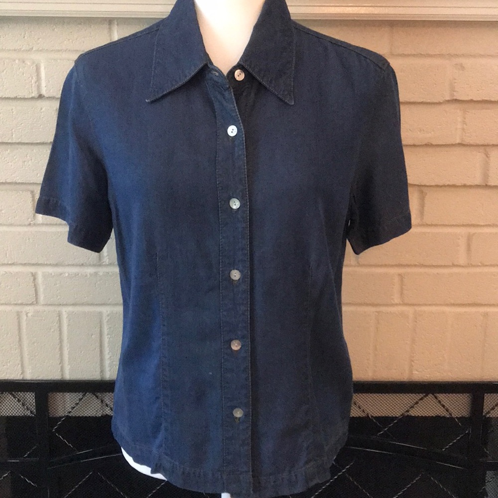 Pulp short sleeve soft demin-like blouse